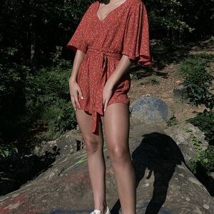 Red floral BB Dakota romper